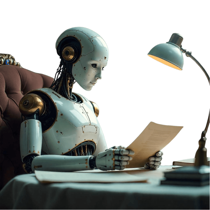 AI Robot analyzing CV documents